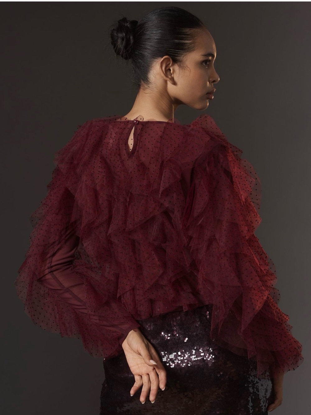Dolan Left Coast Mesh Ruffle Top - Picture 5 of 6